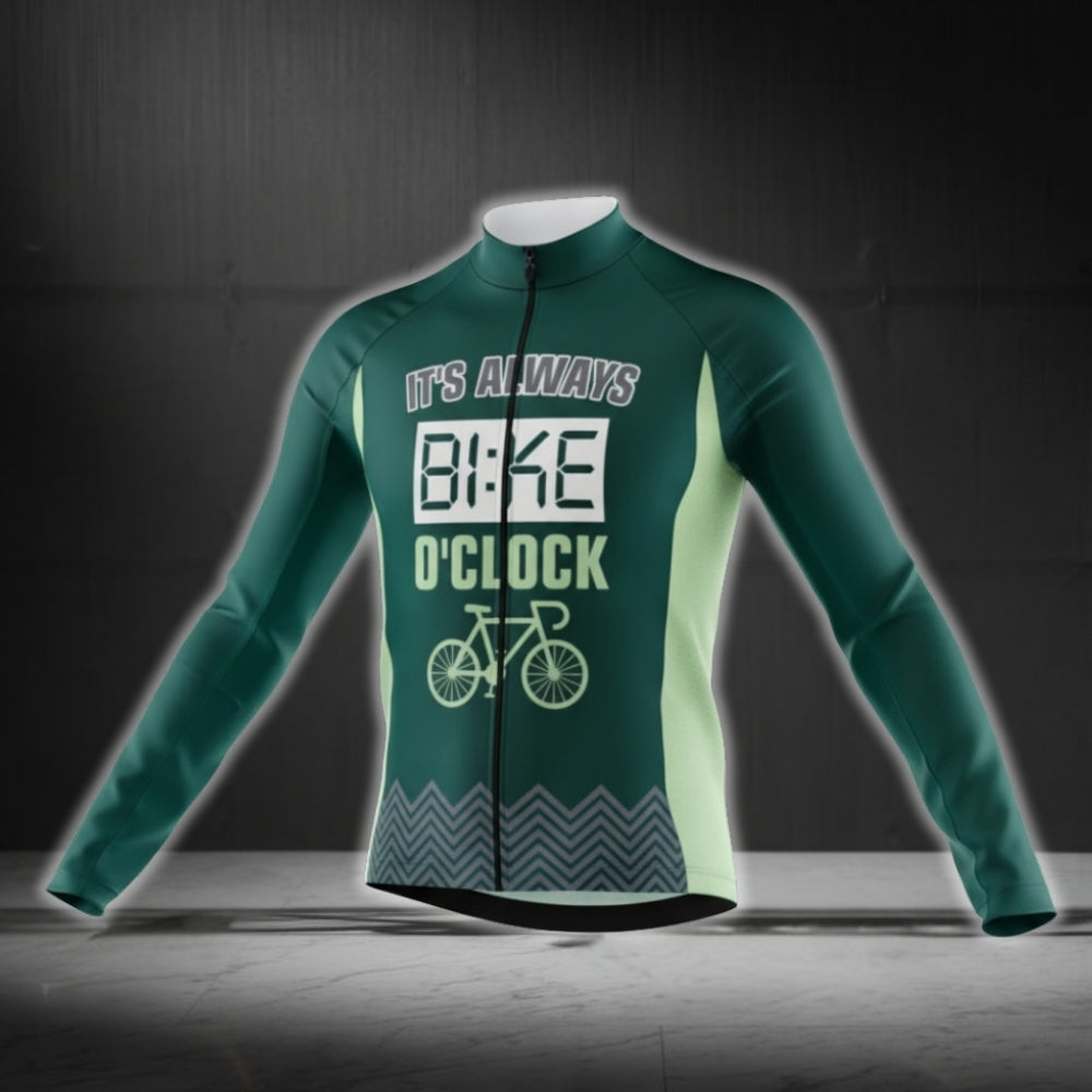 It's Always Bike O'clock Long Sleeve Cycling Jersey For Men, Funny Cycling Jerseys CG0733