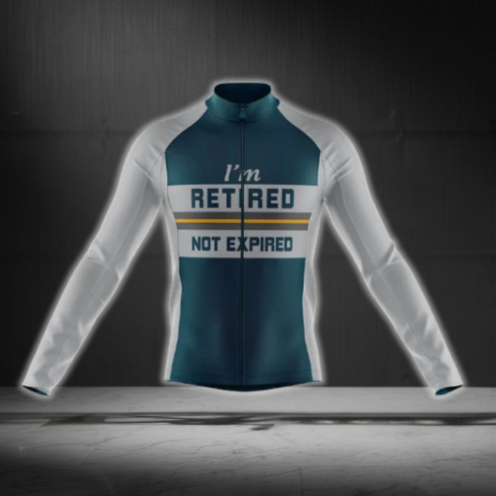 I'm Retired Not Expired Long Sleeve Cycling Jersey Mens, Funny Retrirement Cycling Jerseys CG0715