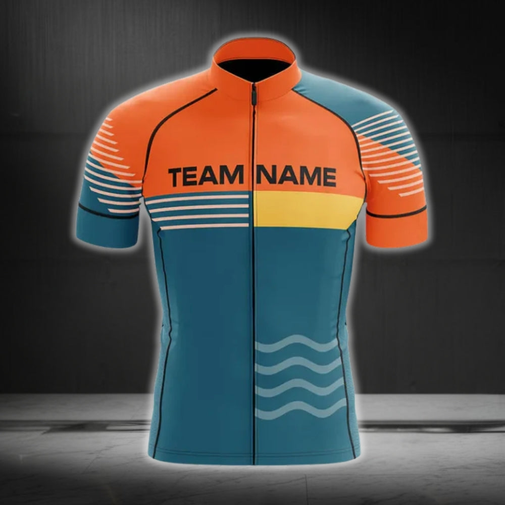 Orange And Blue Custom Cycling Men's Short Sleeve Jersey, Custom Cycling Jerseys For Mens CG0085