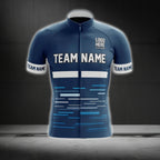 Men's Custom Blue And White Team Cycling Short Sleeve Jersey With Logo, Custom Cycling Jerseys CG0513