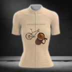 Cycling And Coffee Short Sleeve Womens Cycling Jersey, Coffee Lovers Cycling Jersey For Ladies CG0735