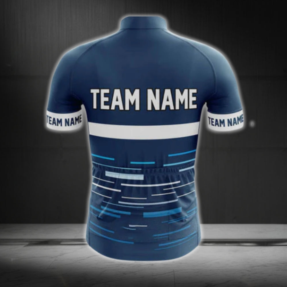Men's Custom Blue And White Team Cycling Short Sleeve Jersey With Logo, Custom Cycling Jerseys CG0513