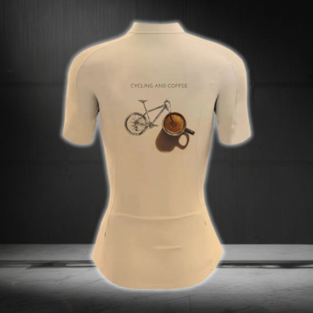 Cycling And Coffee Short Sleeve Womens Cycling Jersey, Coffee Lovers Cycling Jersey For Ladies CG0735