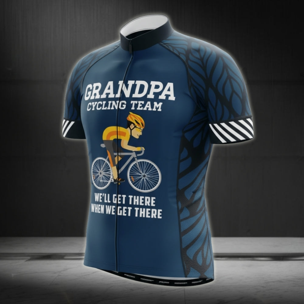 Grandpa Cycling Team We'll Get There When We Get There Cycling Short Sleeve Jersey Mens, Funny Cycling Jerseys For Grandpa CG0015