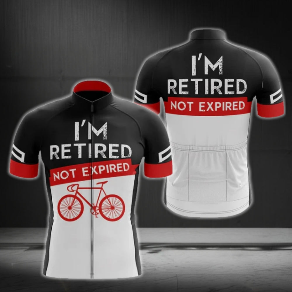 I'm Retired Not Expired Men's Short Sleeve Cycling Jersey, Funny Retirement Cycling Jerseys CG0016