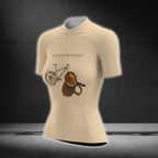 Cycling And Coffee Short Sleeve Womens Cycling Jersey, Coffee Lovers Cycling Jersey For Ladies CG0735