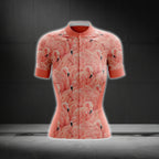Women's Pink Flamingo Cycling Short Sleeve Jersey, Flamingo Cycling Jerseys For Ladies CG0290