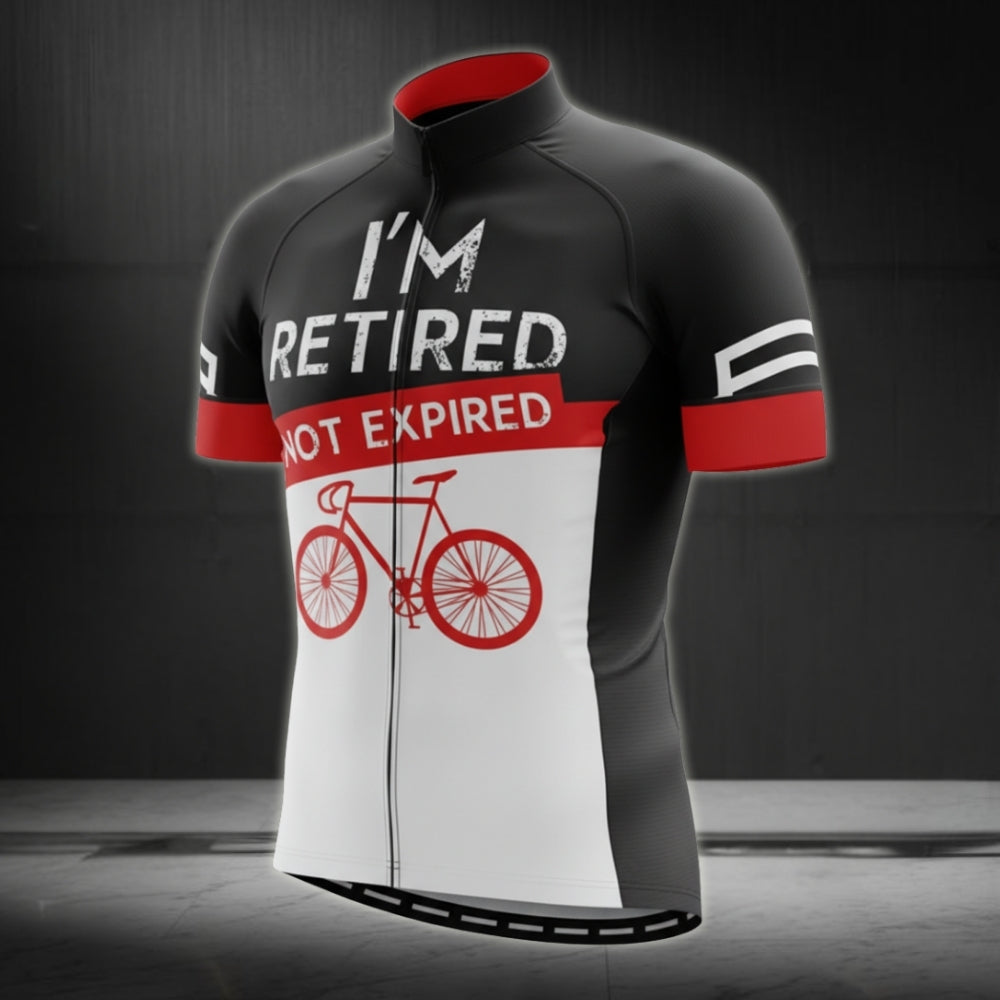 I'm Retired Not Expired Men's Short Sleeve Cycling Jersey, Funny Retirement Cycling Jerseys CG0016