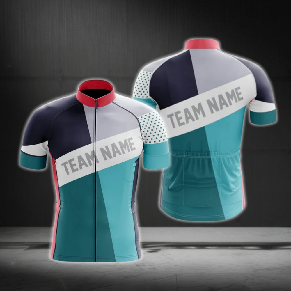 Custom Cyan White Team Cycling Short Sleeve Jersey Men, Custom Cycling Jerseys For Team CG0515