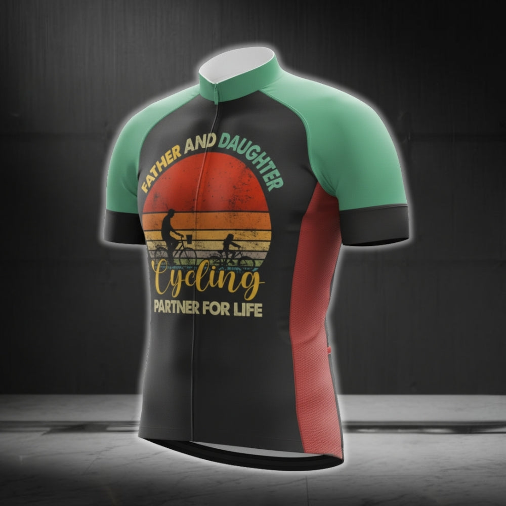 Father And Daughter Cycling Partner For Life Cycling Jersey Short Sleeve For Men, Father's Day Cycling Jerseys CG0390