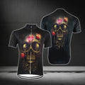 Black And Gold Skeleton Cycling Short Sleeve Men's Jeseys, Skull Cycling Jerseys CG0677