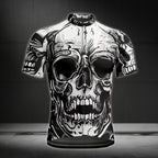 Skull Black And White Cycling Short Sleeve Jersey For Mens, Skull Cycling Jerseys CE0010
