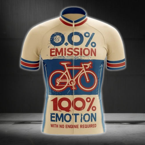 0% Emission 100% Emotion With No Engine Required Men's Cycling Jersey Short Sleeve, Vintage Eco Friendly Cycling Jerseys CG0017