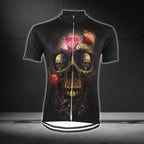 Black And Gold Skeleton Cycling Short Sleeve Men's Jeseys, Skull Cycling Jerseys CG0677