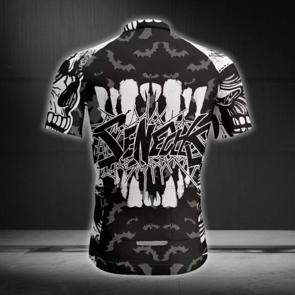 Skull Black And White Cycling Short Sleeve Jersey For Mens, Skull Cycling Jerseys CE0010