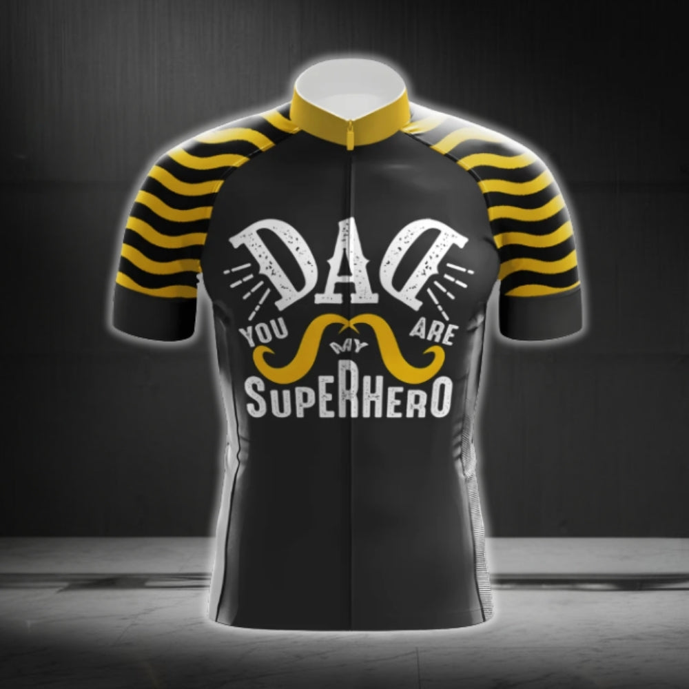 Dad You Are My Super Hero Short Sleeve Cycling Jersey, Dad Cycling Jerseys For Father's Day CG0391