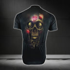 Black And Gold Skeleton Cycling Short Sleeve Men's Jeseys, Skull Cycling Jerseys CG0677