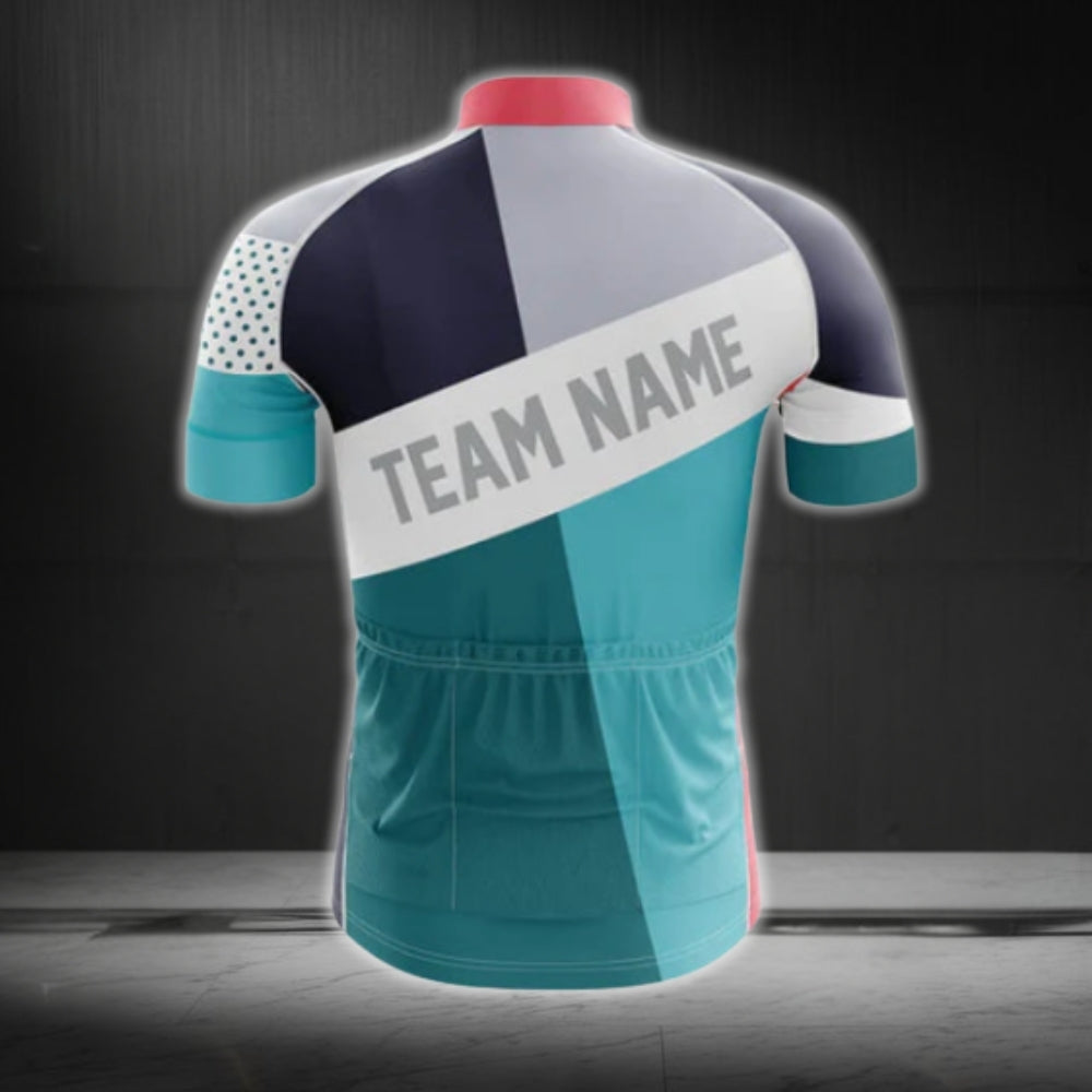 Custom Cyan White Team Cycling Short Sleeve Jersey Men, Custom Cycling Jerseys For Team CG0515