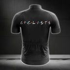 Cyclists Friends Theme Cycling Short Sleeve Men Jersey, Black Cycling Jerseys For Men CG0461