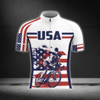 USA Flag Biker Cycling Short Sleeve Men Jersey, Patriotic Cycling Jersey CG0871