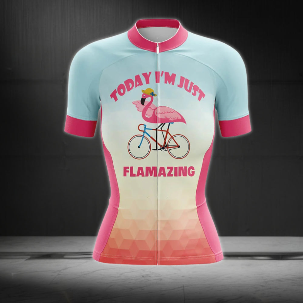 Today I'm Just Flamazing Women's Short Sleeve Cycling Jersey, Funny Flamingo Cycling Jersey For Ladies CZ0069
