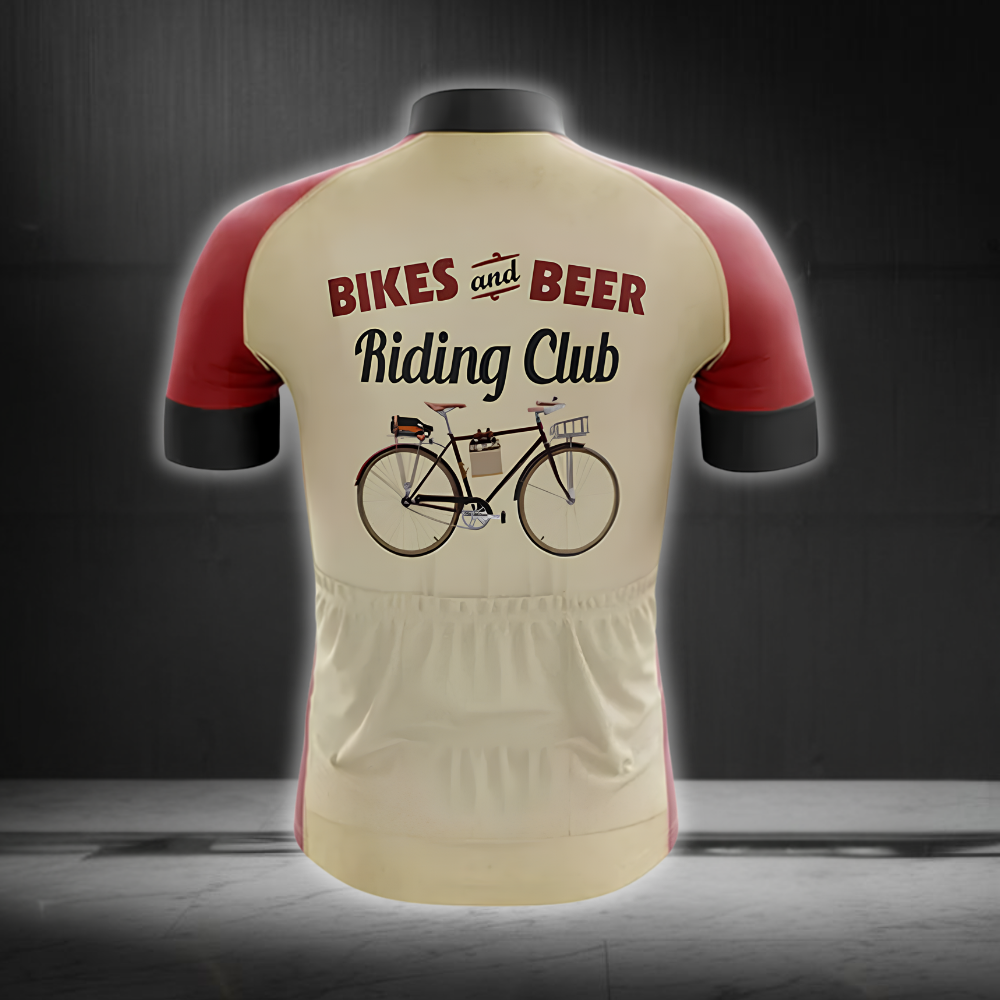 Bike And Beer Riding Club Cycling Short Sleeve Jersey Mens, Beer Cycling Jersey CG0832