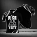 On A Bike No One Ever Asks Are We There Yet Men's Black Cycling Jersey Short Sleeve, Funny Cycling Jersey CG0878