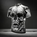Skull Black And White Cycling Short Sleeve Jersey For Mens, Skull Cycling Jerseys CE0010
