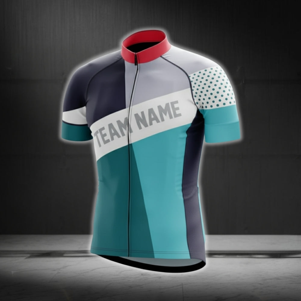 Custom Cyan White Team Cycling Short Sleeve Jersey Men, Custom Cycling Jerseys For Team CG0515