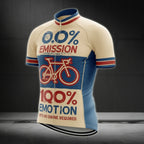 0% Emission 100% Emotion With No Engine Required Men's Cycling Jersey Short Sleeve, Vintage Eco Friendly Cycling Jerseys CG0017