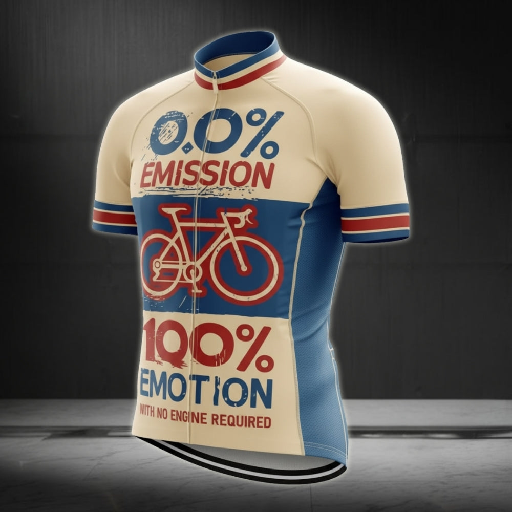 0% Emission 100% Emotion With No Engine Required Men's Cycling Jersey Short Sleeve, Vintage Eco Friendly Cycling Jerseys CG0017