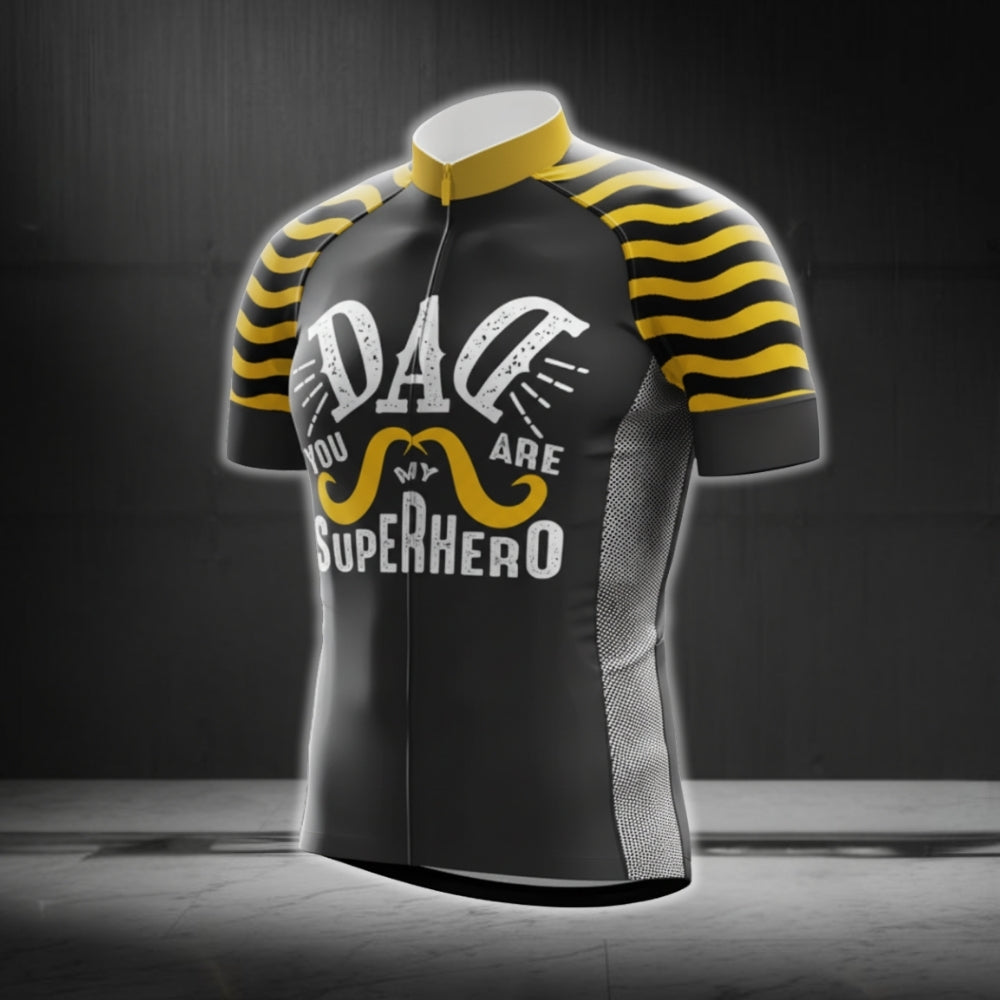 Dad You Are My Super Hero Short Sleeve Cycling Jersey, Dad Cycling Jerseys For Father's Day CG0391