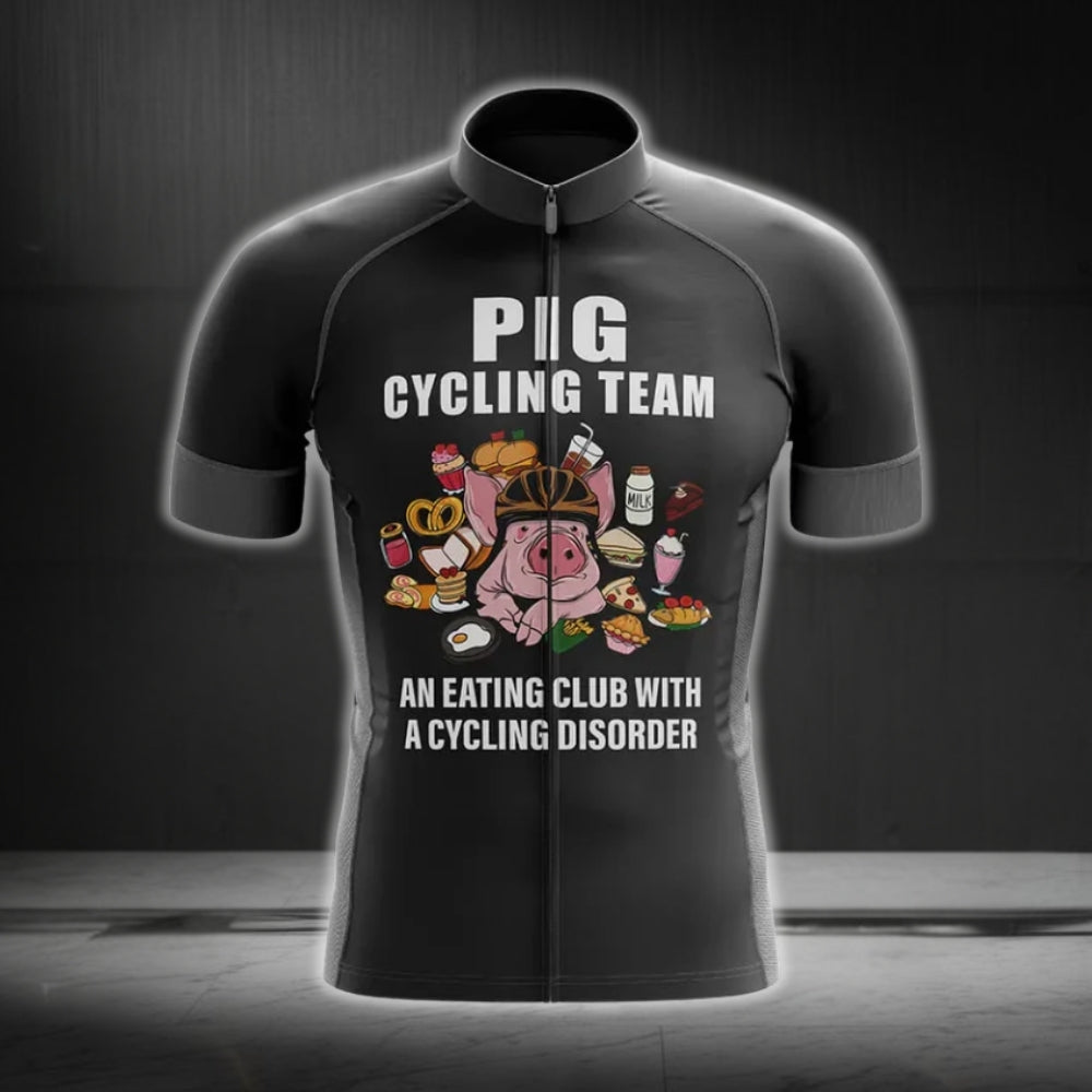 Pig Cycling Team An Eating Club With A Cycling Disorder Men's Cycling Short Sleeve Jersey, Pig Lover Funny Cycling Jerseys CG0166