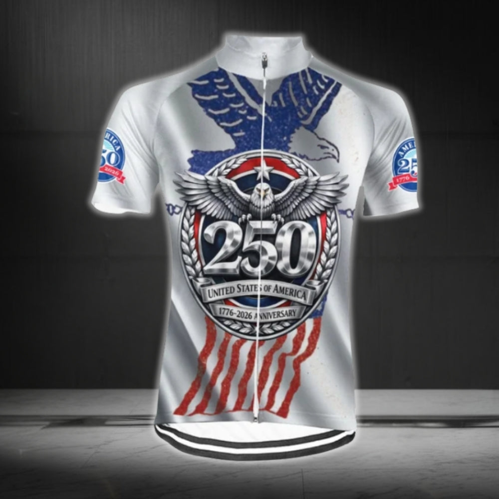 Custom Eagle 250 United States Cycling Short Sleeve Jersey For Men, Custom 250 Years 4th Of July Cycling Jerseys CG0678