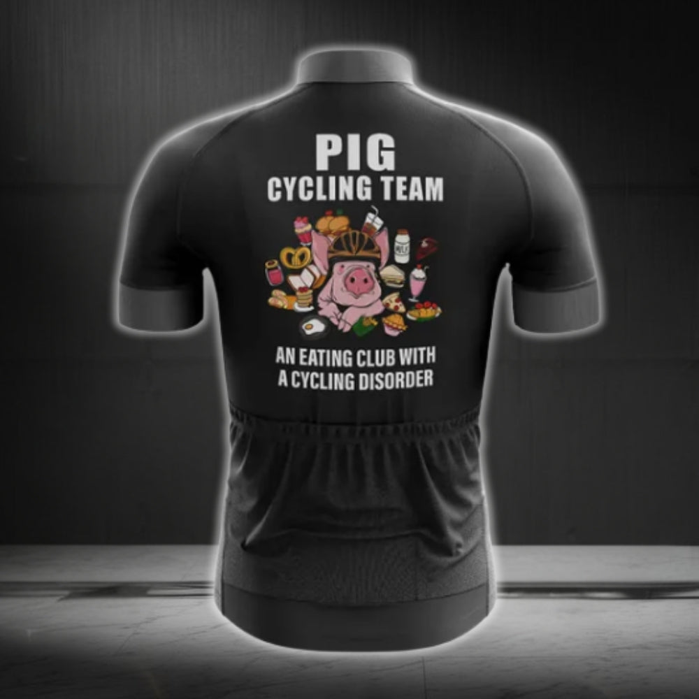 Pig Cycling Team An Eating Club With A Cycling Disorder Men's Cycling Short Sleeve Jersey, Pig Lover Funny Cycling Jerseys CG0166