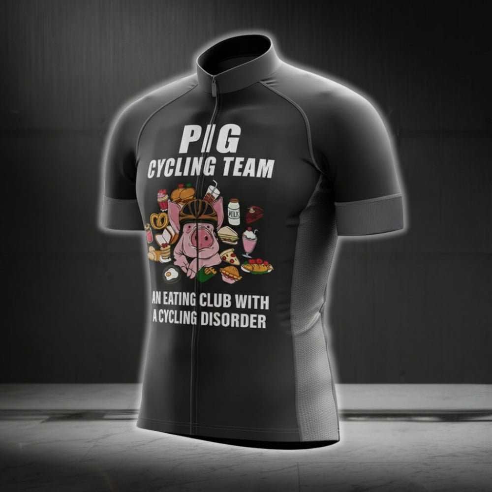 Pig Cycling Team An Eating Club With A Cycling Disorder Men's Cycling Short Sleeve Jersey, Pig Lover Funny Cycling Jerseys CG0166