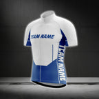 White And Blue Custom Team Cycling Short Sleeve Jersey For Men, Custom Cycling Jerseys CG0516