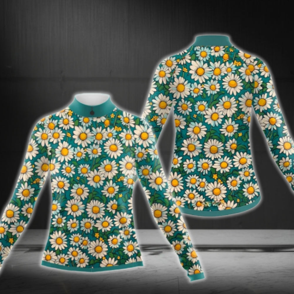 Daisy Flowers Cycling Long Sleeve Jersey, Daisy Cycling Jersey CG0393