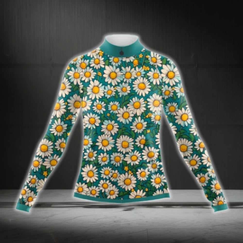 Daisy Flowers Cycling Long Sleeve Jersey, Daisy Cycling Jersey CG0393
