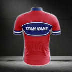 Custom Blue And Red Cycling Team Short Sleeve Jersey Mens, Custom Red Cycling Jerseys CG0517