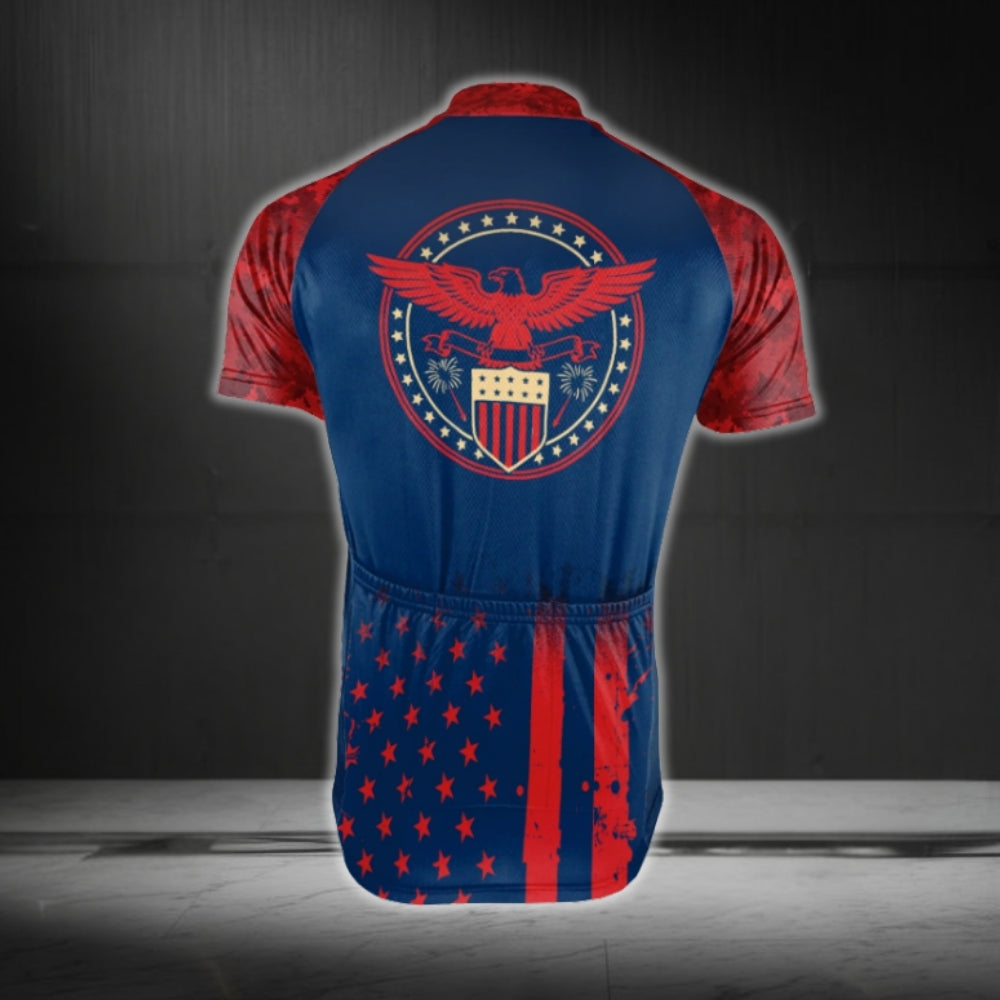 Custom 250 America US Flag Red And Blue Cycling Short Sleeve Men Jersey, Custom Cycling Jerseys For 250 Anniversary CG0679