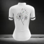 Dandelion Black And White Cycling Short Sleeve Cycling Jersey For Women, Dandelion Floral Cycling Jerseys CG0739