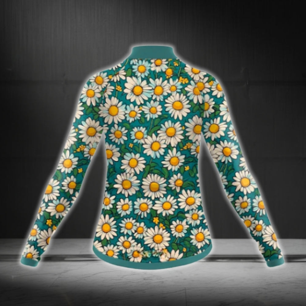 Daisy Flowers Cycling Long Sleeve Jersey, Daisy Cycling Jersey CG0393