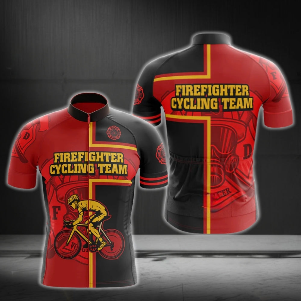 Firefighter Cycling Team Short Sleeve Cycling Jersey For Men, Firefighter Cycling Jerseys CG0294