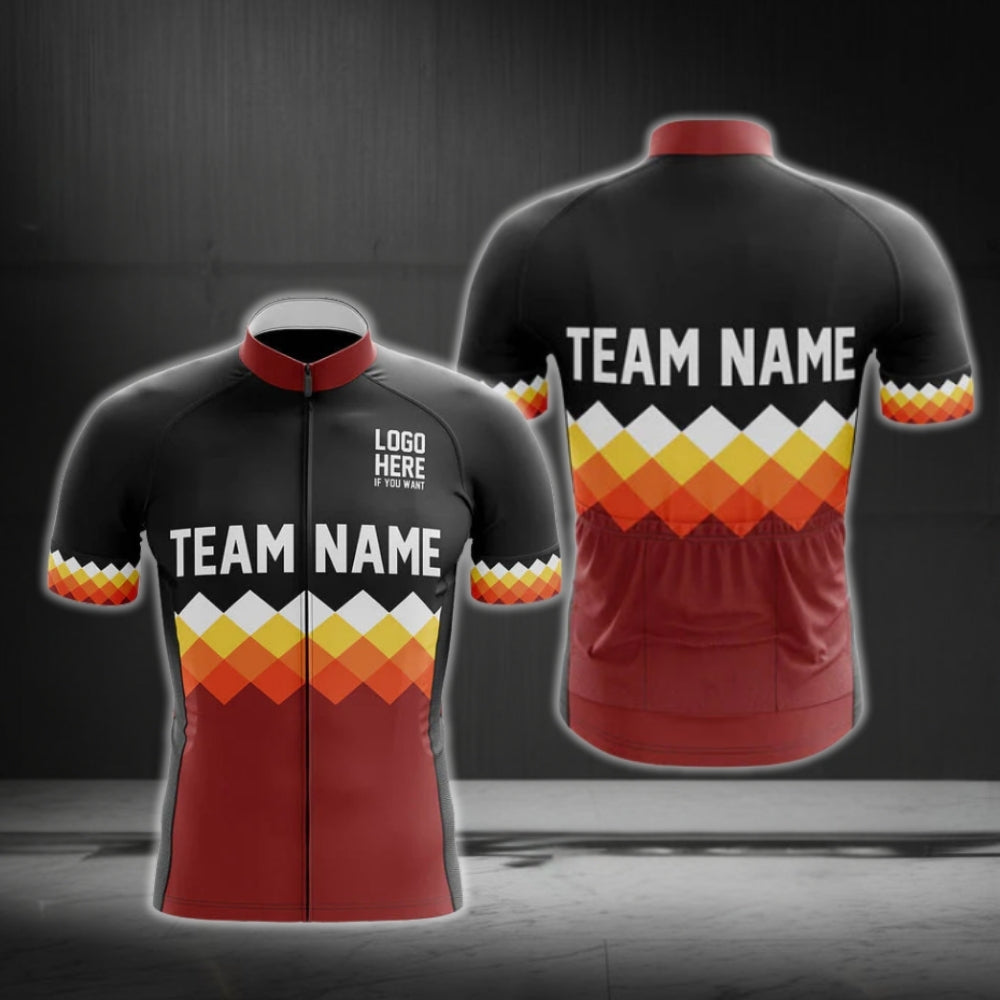 Black And Red Custom Team Name Cycling Short Sleeve Jersey For Men, Custom Team Cycling Jerseys CG0518