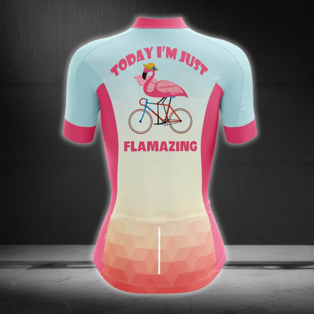 Today I'm Just Flamazing Women's Short Sleeve Cycling Jersey, Funny Flamingo Cycling Jersey For Ladies CZ0069