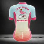 Today I'm Just Flamazing Women's Short Sleeve Cycling Jersey, Funny Flamingo Cycling Jersey For Ladies CZ0069