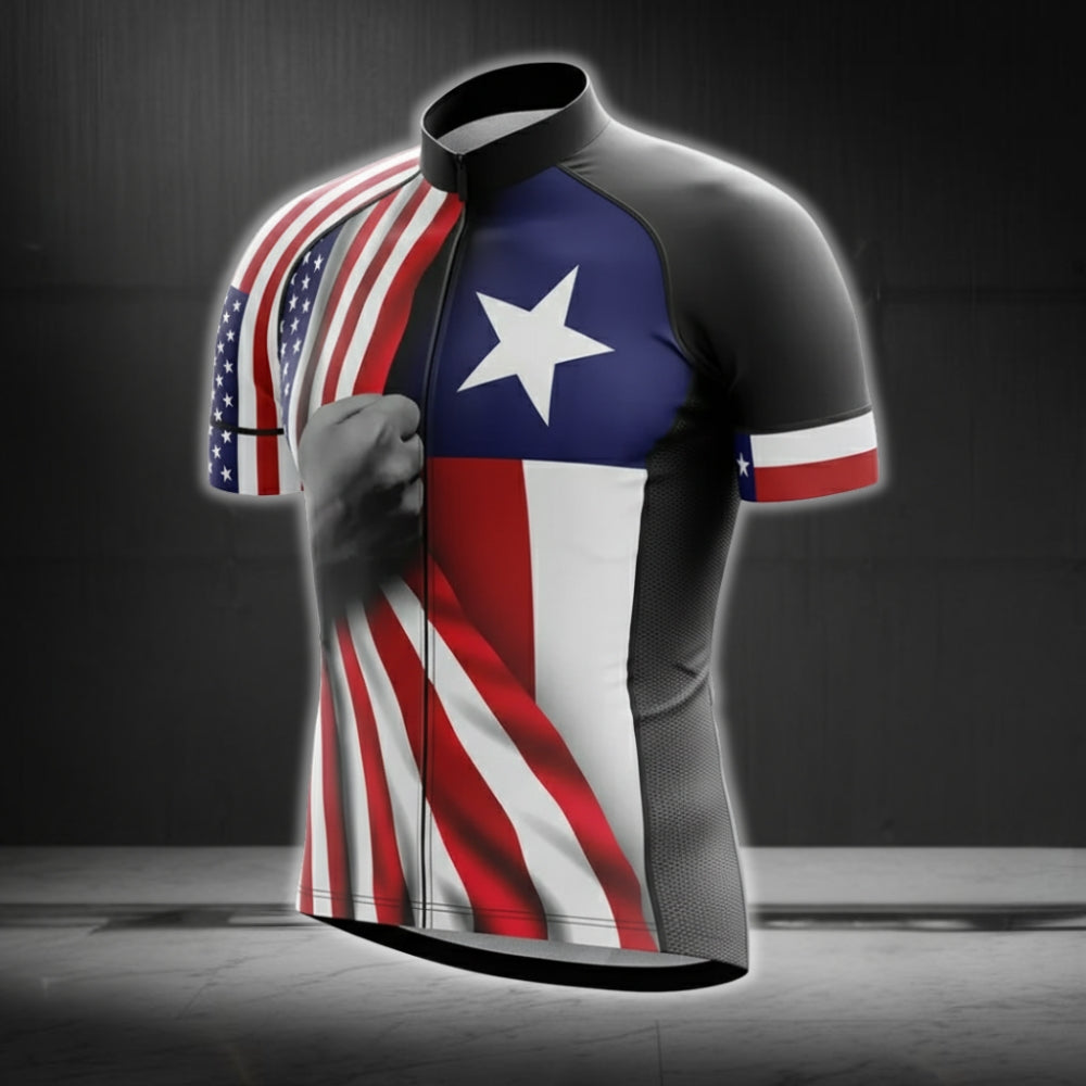 American Texas Flag Cycling Short Sleeve Jersey Mens, Patriotic Cycling Jerseys CG0239