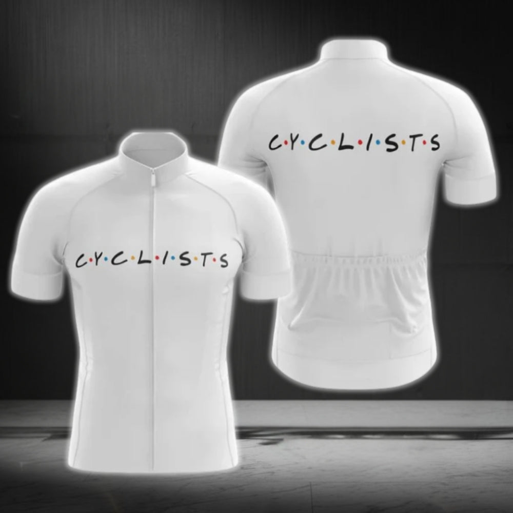 Cyclists Friends Theme Cycling Short Sleeve Men Jersey, Black Cycling Jerseys For Men CG0461