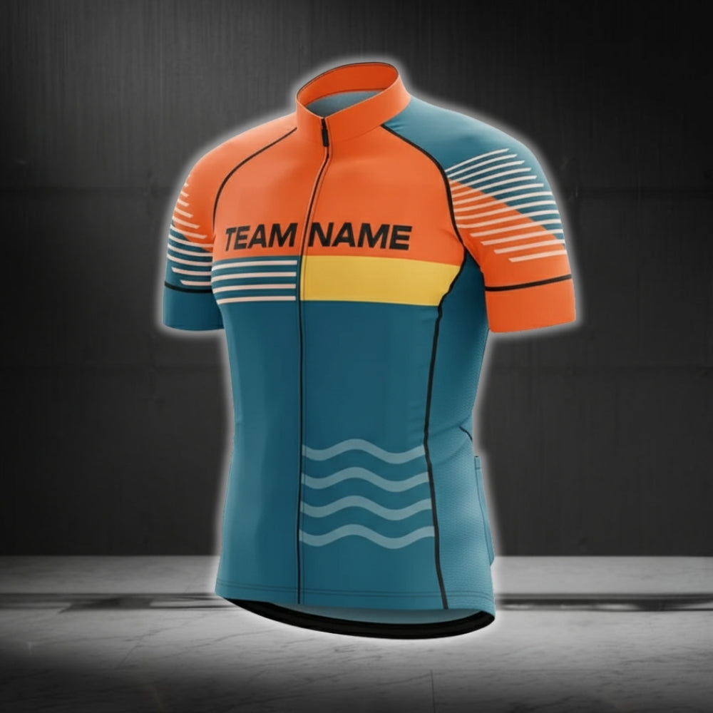 Orange And Blue Custom Cycling Men's Short Sleeve Jersey, Custom Cycling Jerseys For Mens CG0085